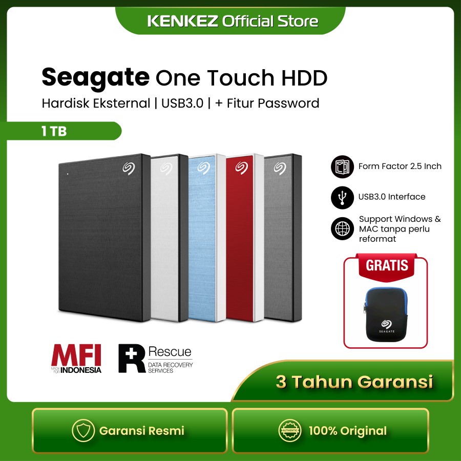 Seagate One Touch Hardisk Eksternal USB3.2 - 1TB-image