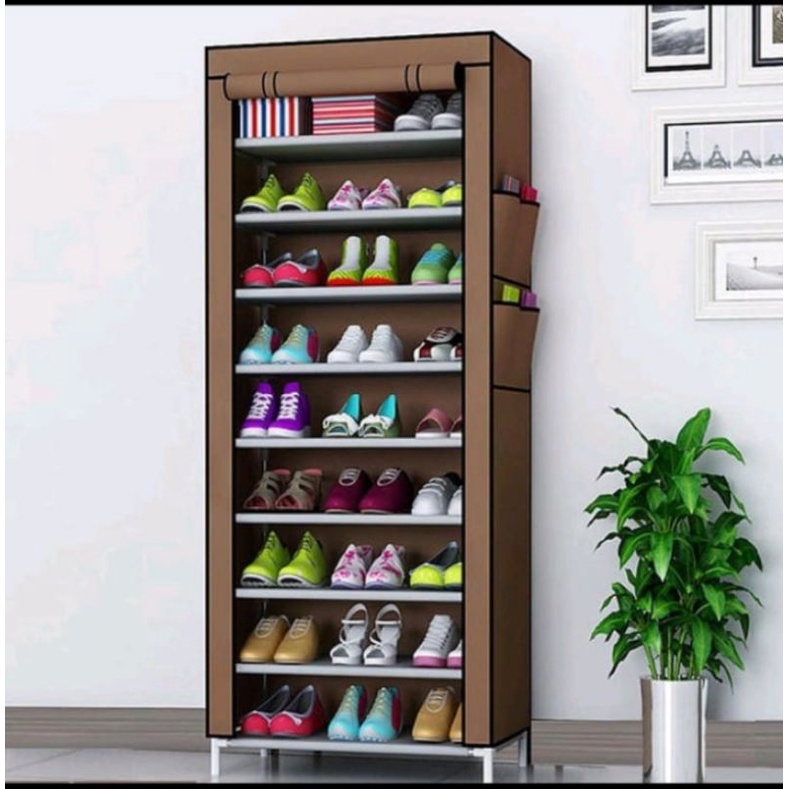 Jual Rak sepatu 10 susun tertutup 10 layer / Rak sepatu kain relsiting ...