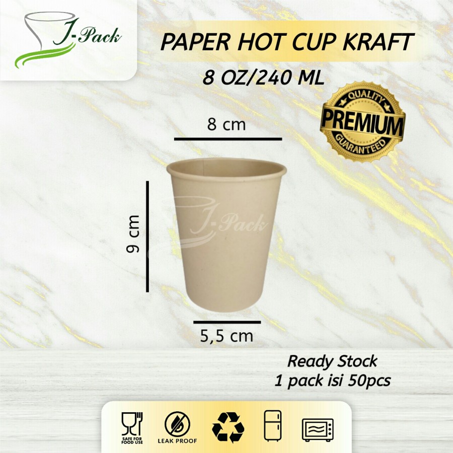 Jual paper Cup SINGLE WALL Coklat/Kraft 8 oz (1Pack = 50Pcs) | Shopee ...