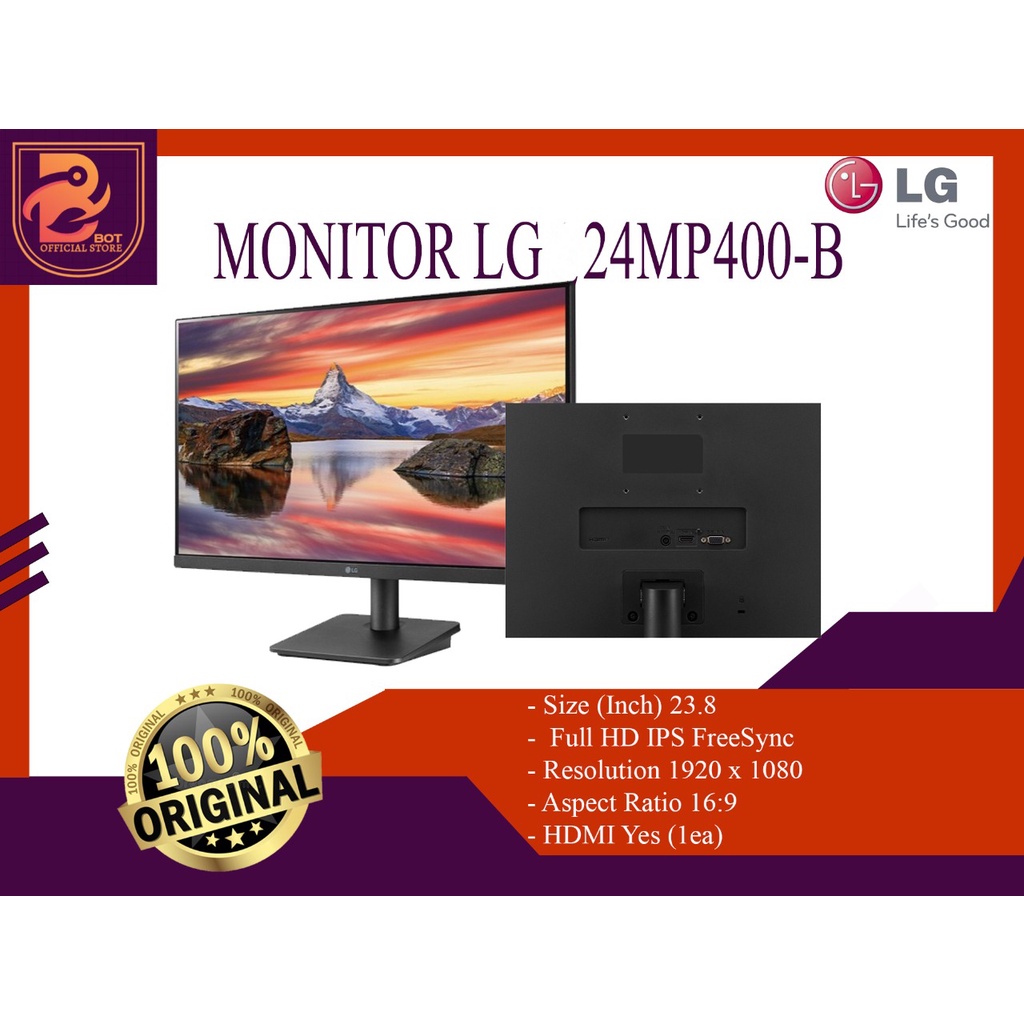 Jual LG 24MP400-B 23.8'' FHD IPS Monitor AMD FreeSync™ 75Hz HDMI ...
