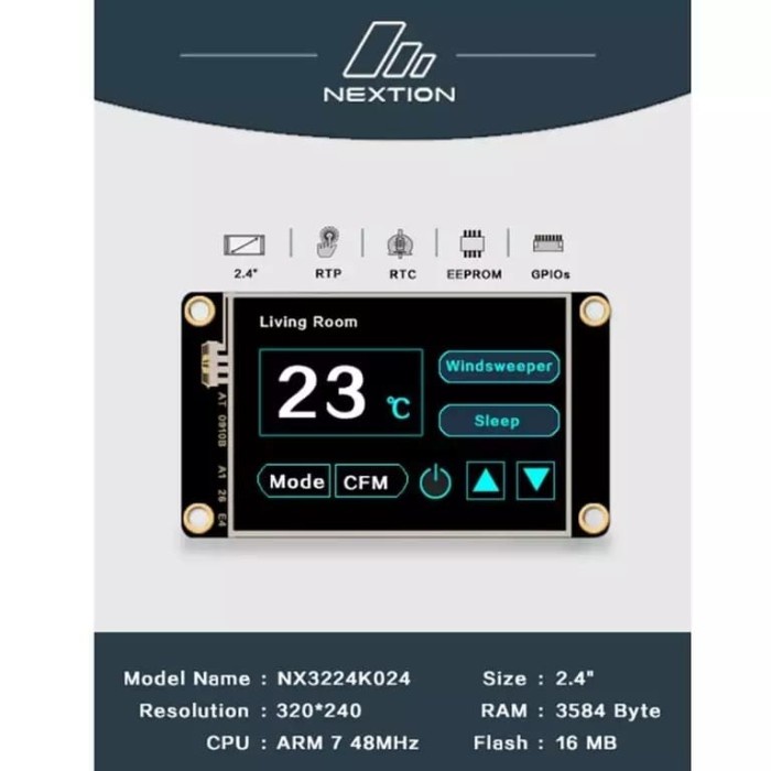 Jual Nextion Enhanced Nx3224K024 - 2.4'' Hmi Lcd Touchscreen Serial ...