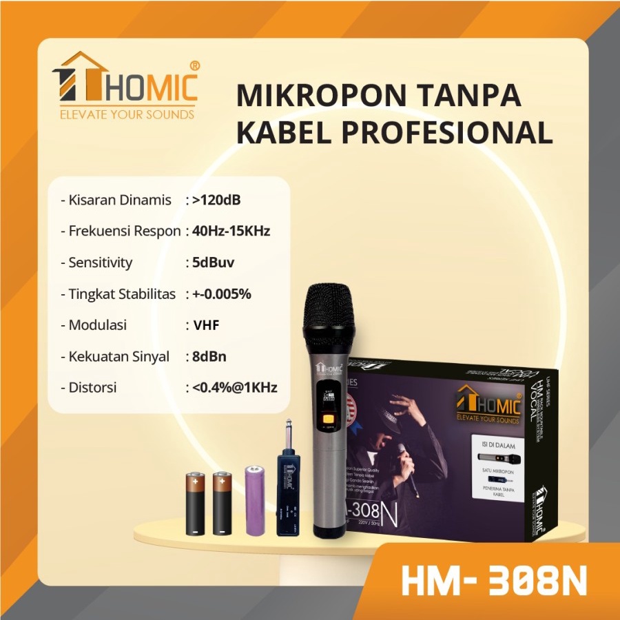Jual Microphone Wireless Homic HM-308N Profesional Microphone Original ...
