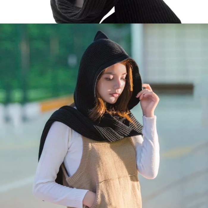 Jual KNITTED HOODED NECK WARMER / ADULT SCARF RAJUT TUDUNG PELINDUNG ...