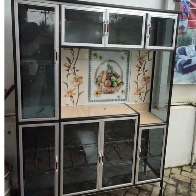 Jual RAK PIRING KERAMIK ALUMUNIUM 4 PINTU LEMARI DAPUR Shopee Indonesia