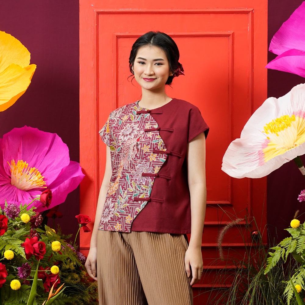 Jual Nona Rara Joy Cny Encim T Baju Batik Kasual Modern Shopee