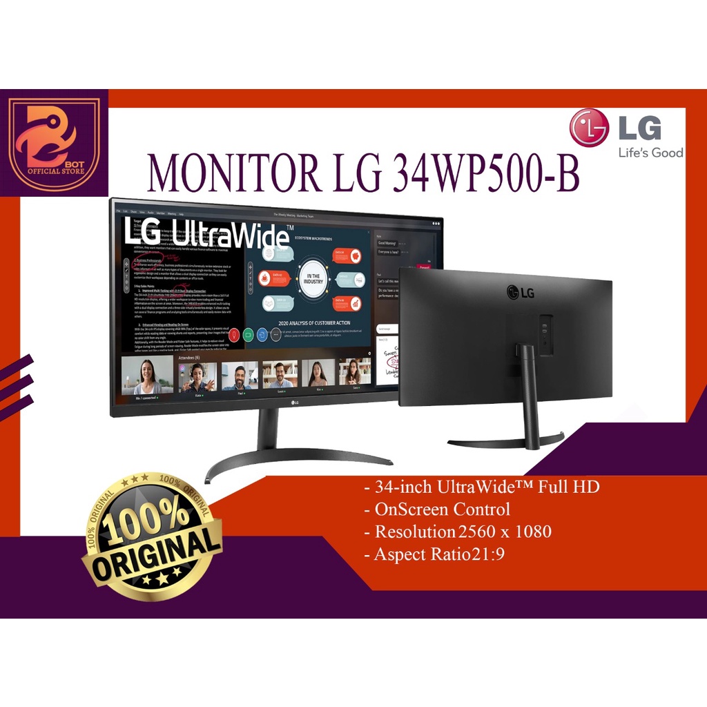 Jual Monitor LG 34WP500 B 34" Inch - UltraWide WFHD IPS 75Hz HDR10 ...