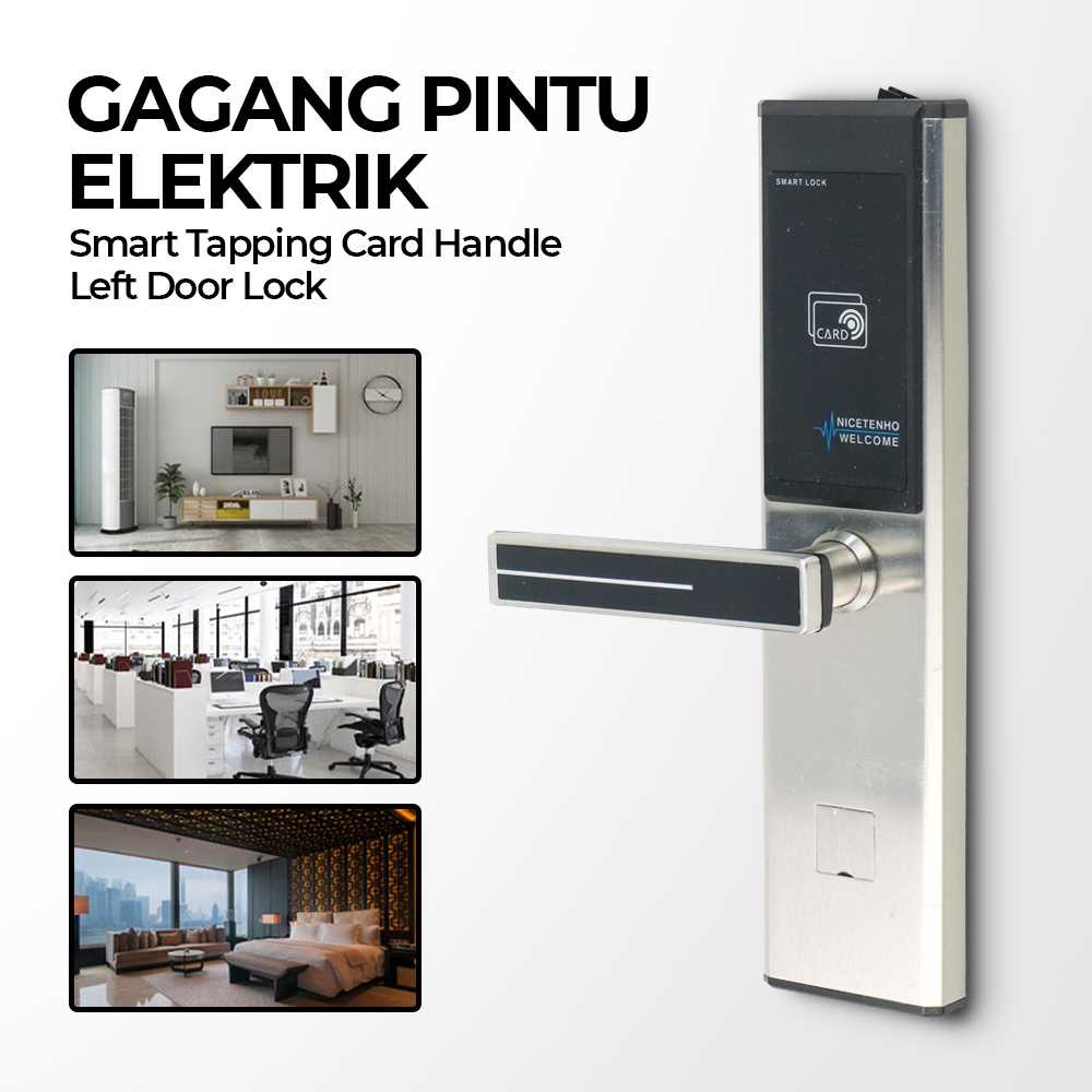 Jual Smart Door Lock Handle with Key Card Left Hand - T21 | Shopee ...