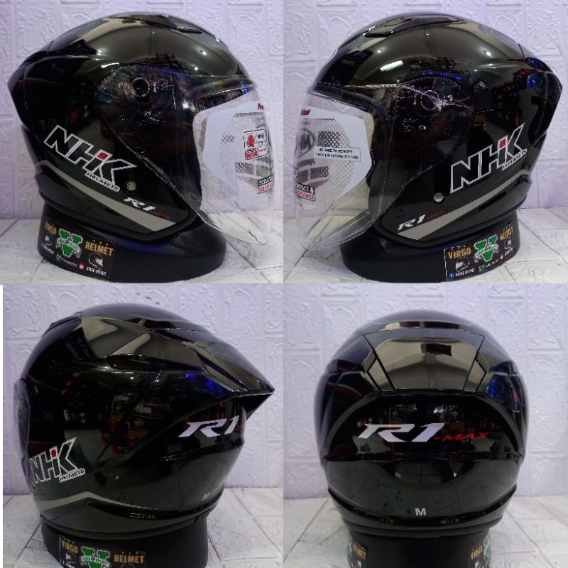 Jual HELM NHK R-1 MAX SOLID BLACK|NHK R1 MAX | Shopee Indonesia