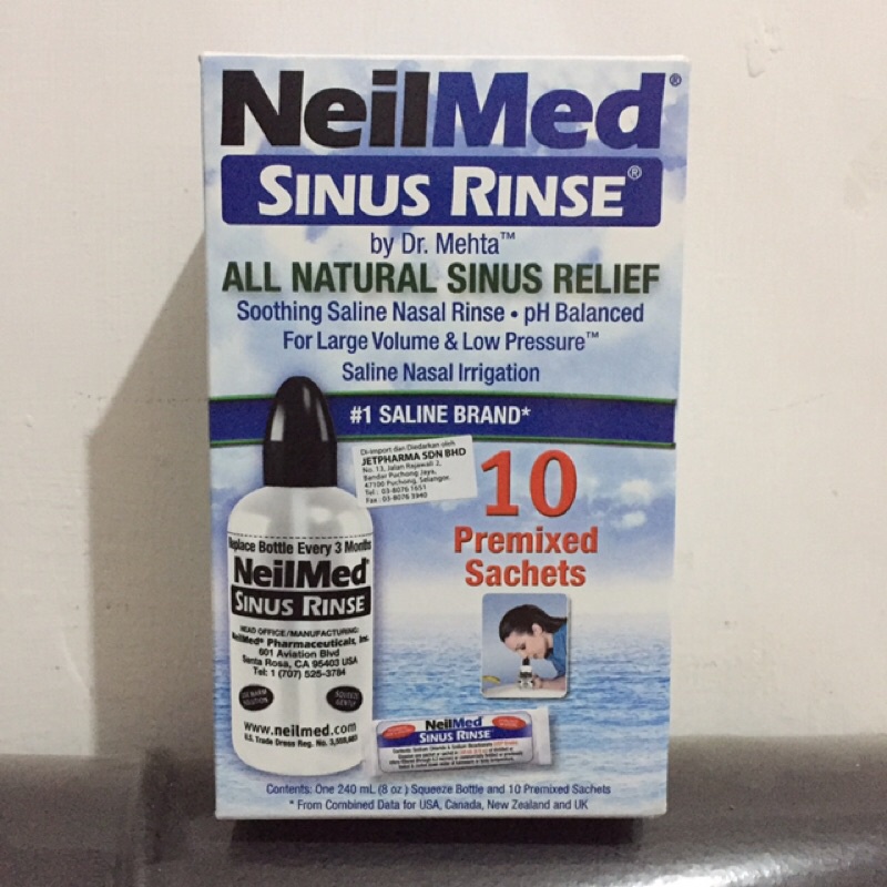 Jual Neilmed Sinus Rinse Lengkap Botol + 10 Premixd Sachets. Original ...