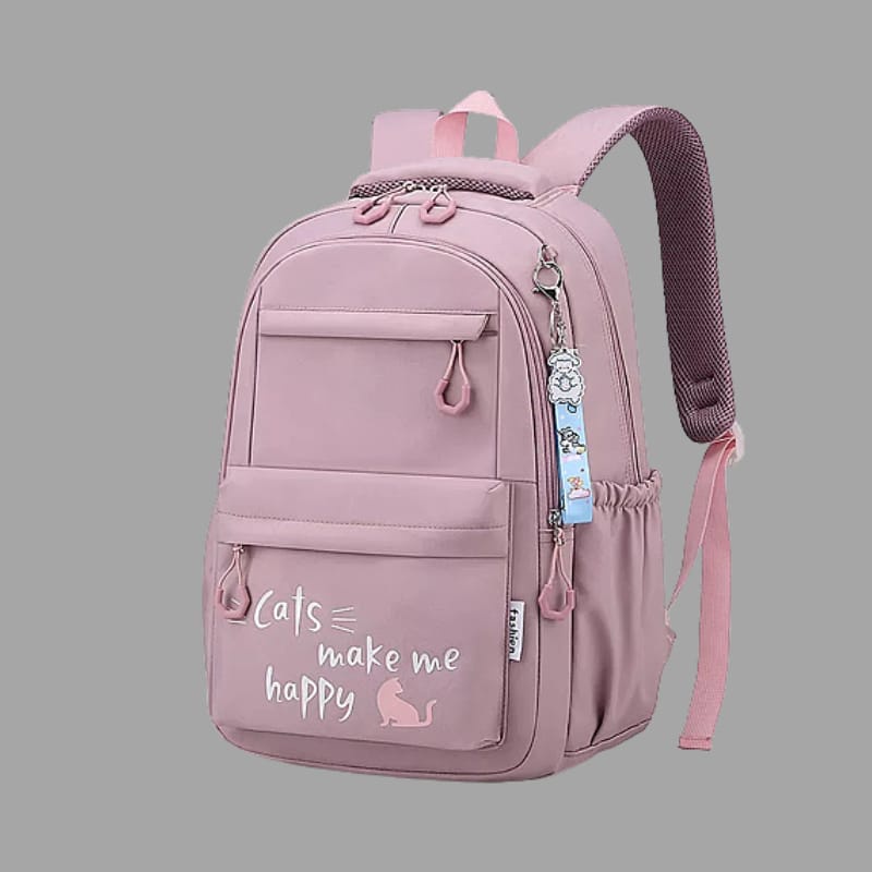 Tas Ransel ''Cats Make Me Happy'' Backpack sekolah Weibo Unisex /Ransel  Sekolah Kualiti