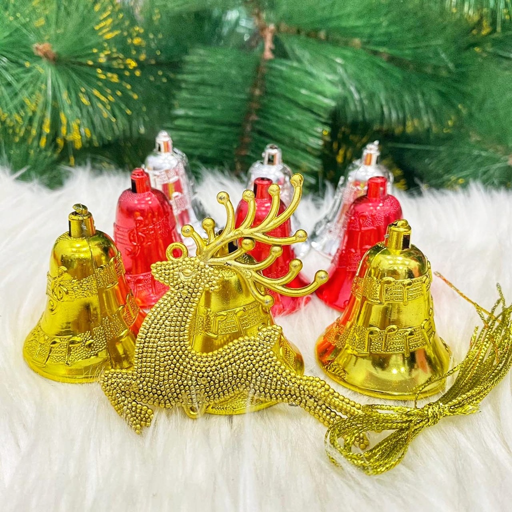 Jual Aksesoris Hiasan Gantungan Pohon Natal Ornamen Lonceng Santa Claus Salju Merry Christmass 5555