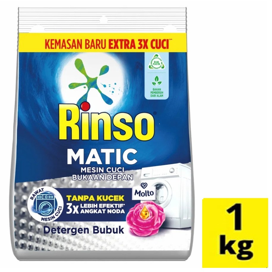 Jual RINSO Matic Front Load Deterjen Bubuk 1kg - 900g | Shopee Indonesia