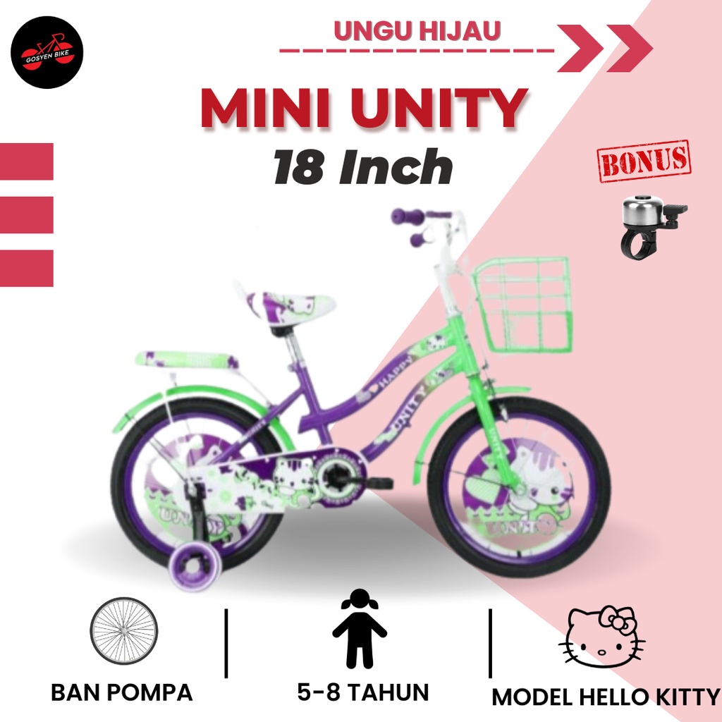 Jual Sepeda Anak Perempuan Unity Little Happy Hello Kitty 18 Inch ...