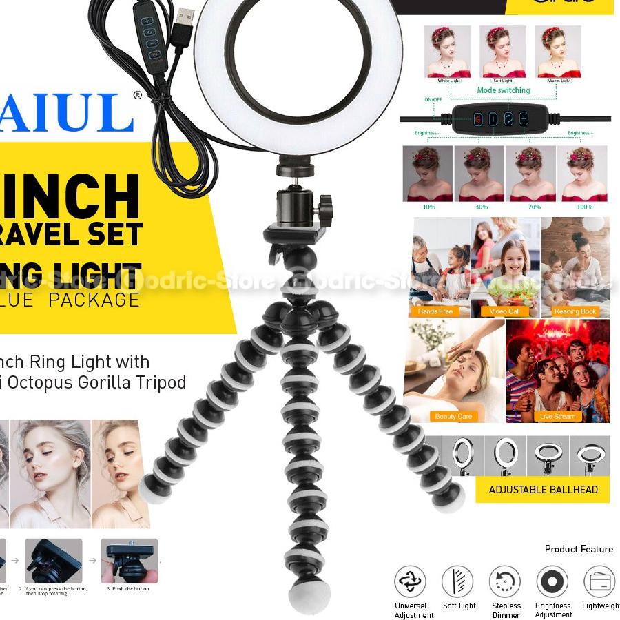 Jual Segera Dapatkan Ring Light 16CM With Mini Grip Tripod Lampu Rias Selfie Beauty MultiColor