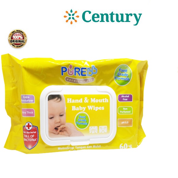 Jual Pure Baby Hand & Mouth Baby Wipes Orange Isi 60 Lembar / Tissue ...
