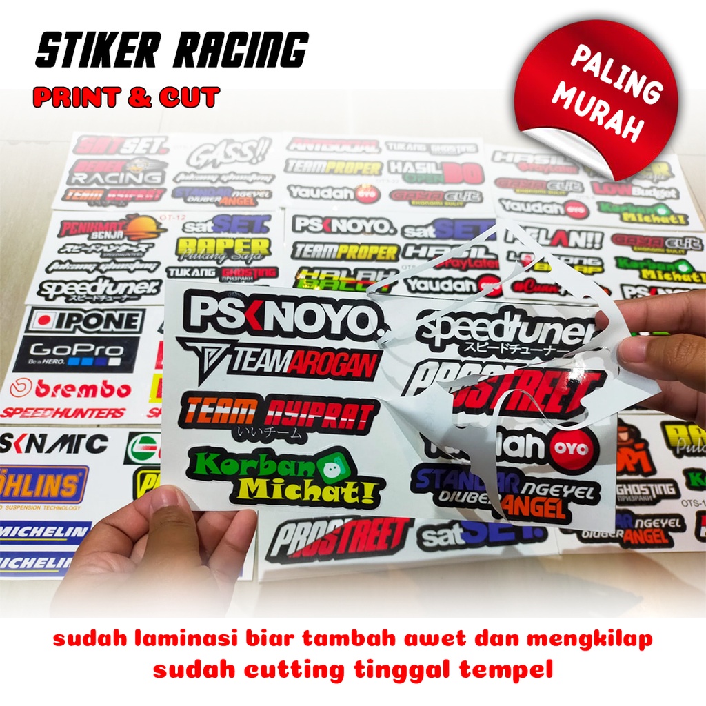Jual Stiker Kata Racing Logo Emblem Helmet Motor Tahan Panas dan Air ...