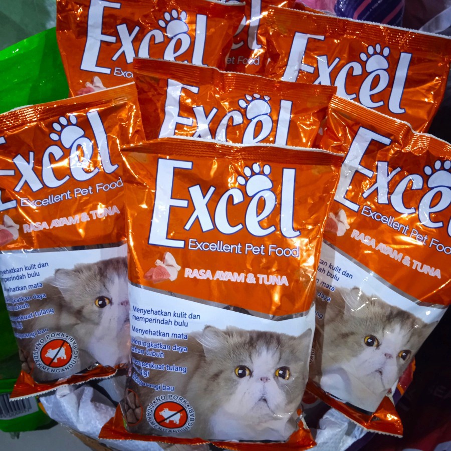 Jual Excel Cat Chicken &Tuna (SEGITIGA) 1 KG - Makanan Kucing Cat Food ...