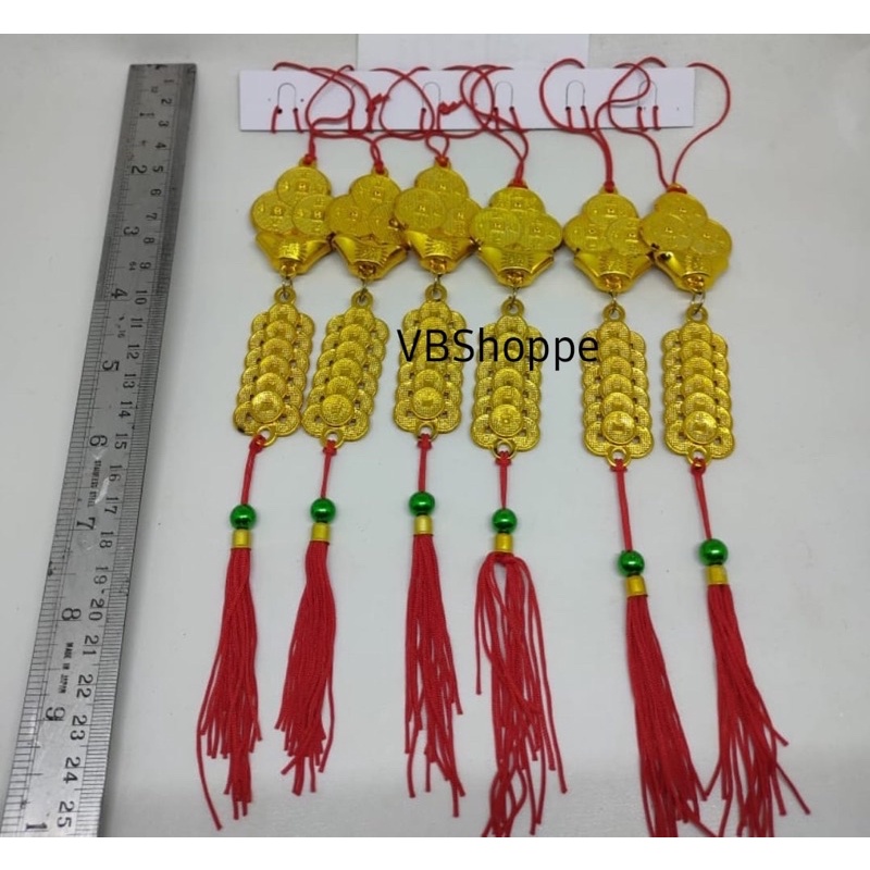Jual lampion fuk gantungan emas hoki fu coin uang 12 shio pohon hiasan ...