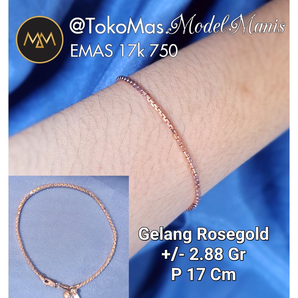 Jual Gelang Tangan Santa Square Emas Rosegold 750 Kadar 17k Shopee