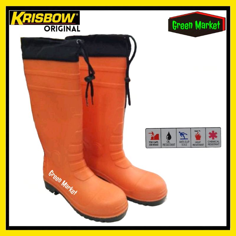 Jual Krisbow Sepatu Boot PVC dengan Reflektor Safety Boot Krisbow