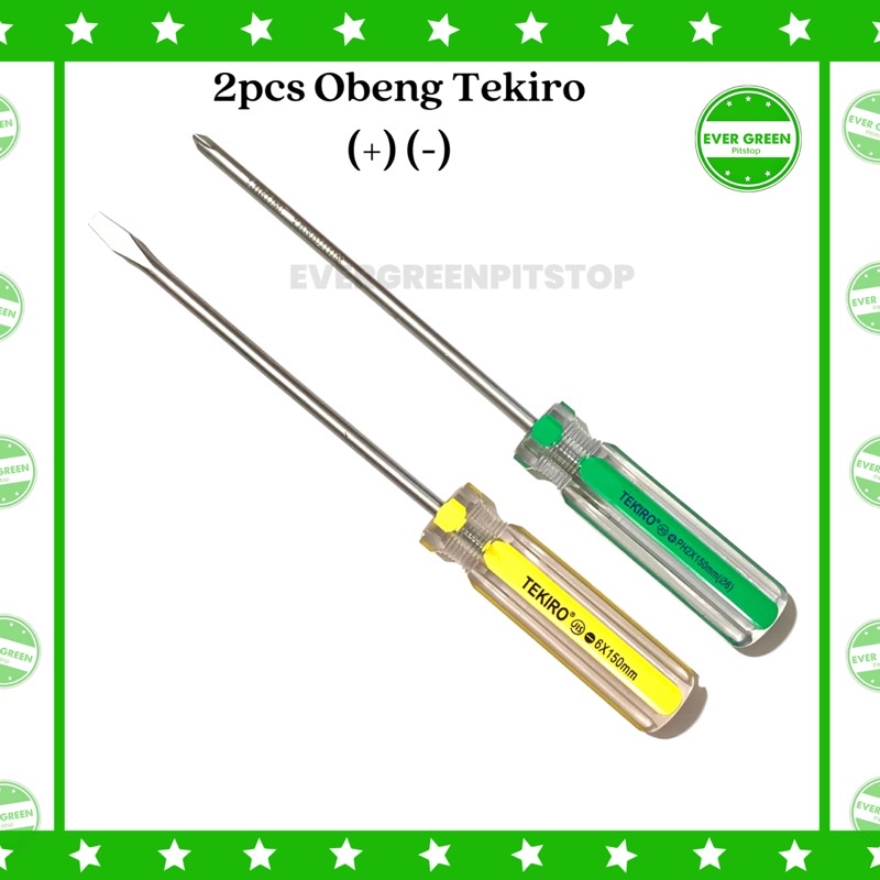 Jual PAKET Obeng Tekiro 2 pcs Plus & Minus PH2 150mm Magnet 15 cm ...