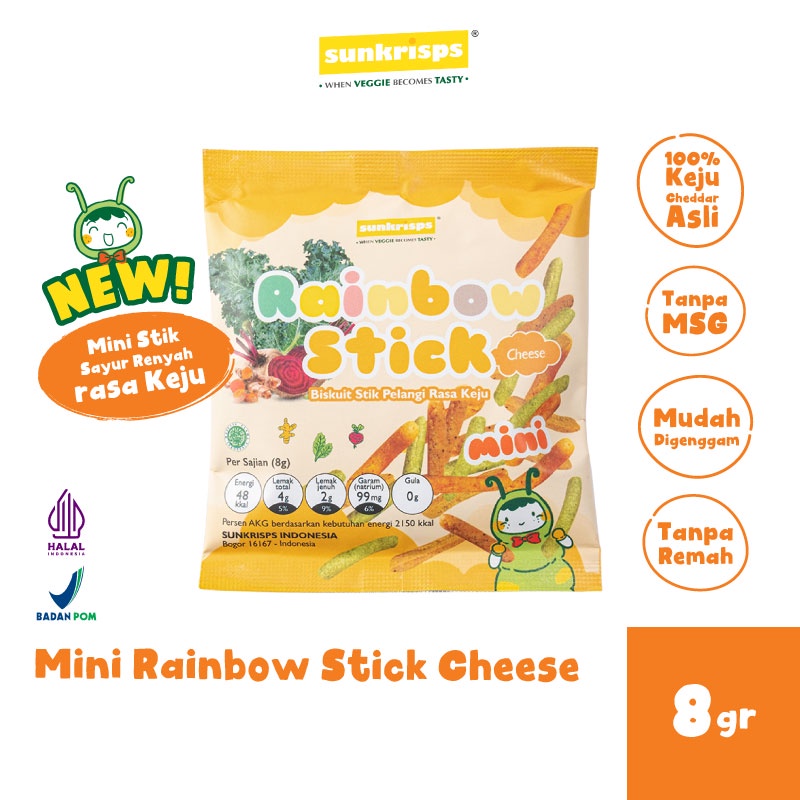Jual Sunkrisps Mini Rainbow Stick 8 gram Rasa Keju (Cheddar) | Mini ...