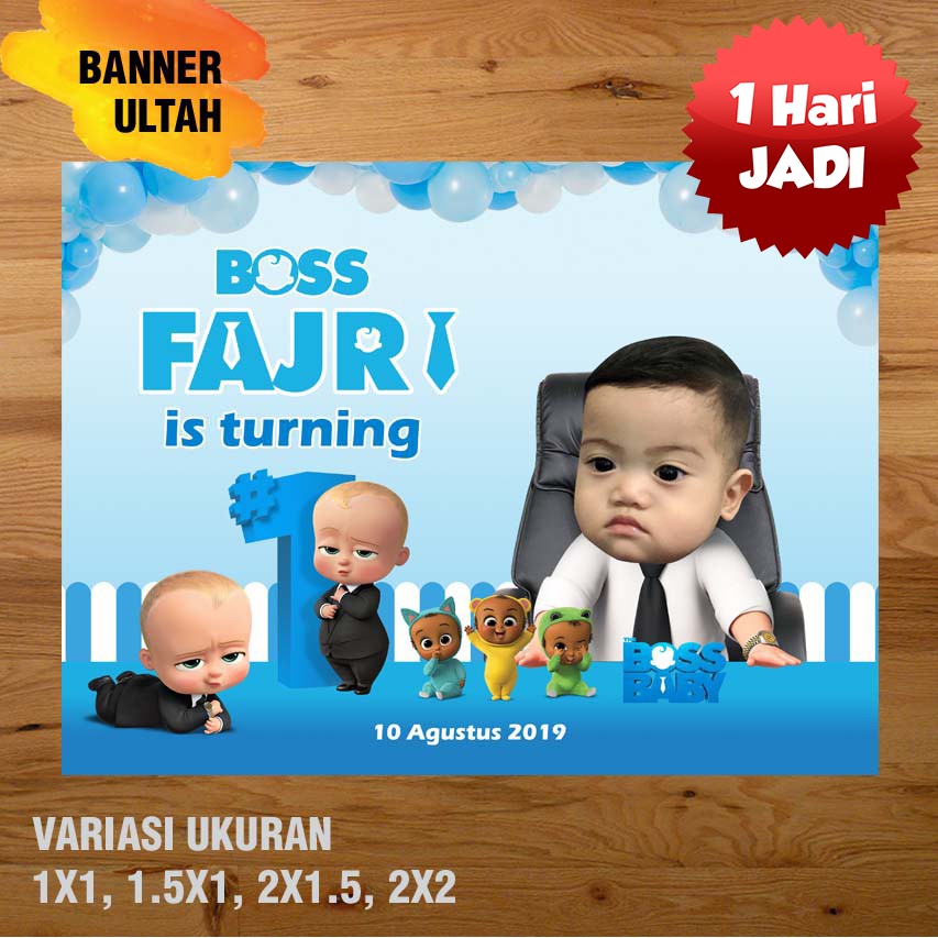 BABY BOSS BANNER ULTAH/ DEKORASI, HAPPY BIRTHDAY, SPANDUK, BANNER ULANG TAHUN / BACKDROP ULTAH / SPANDUK ULANG TAHUN UL-TAH