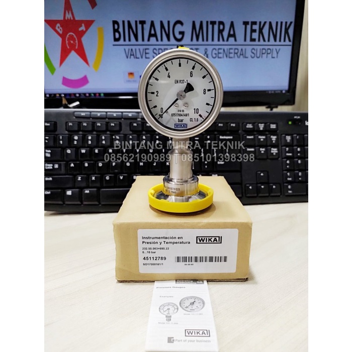 Jual PRESSURE GAUGE WIKA DIAPHRAGM SEAL 0 10 BAR Shopee Indonesia