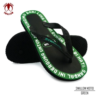 Sandal Jepit Pria Swallow Motto - Motif Cetak Grafis Asli Warna Hijau Biru Ungu Kuning Merah Orange [SWLTRAD 01]