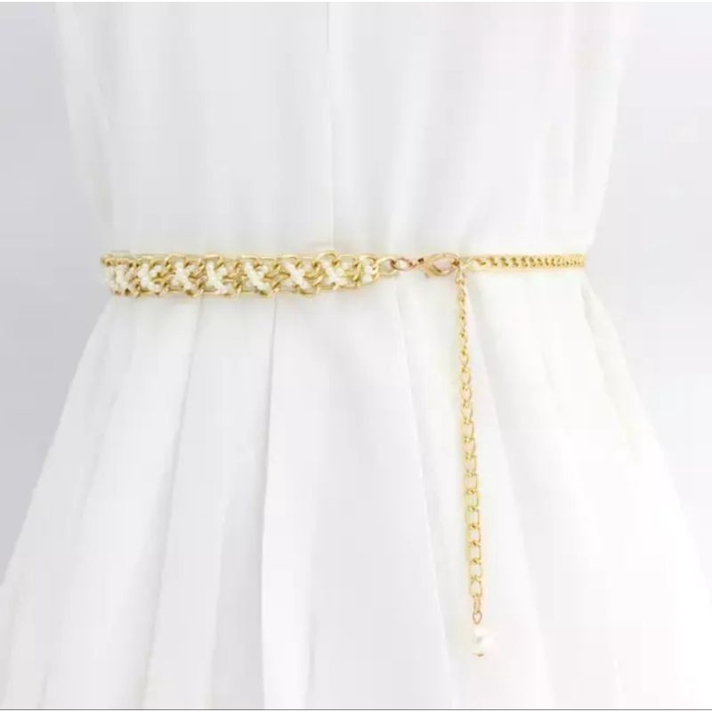 Jual YF Belt Rantai Wanita Gold Elegant Tali Pinggang Simple mutiara ...