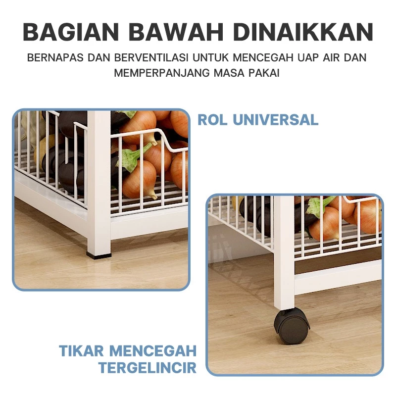 Rak piring estetik troli ambalan minimalis rak susun dapur serbaguna