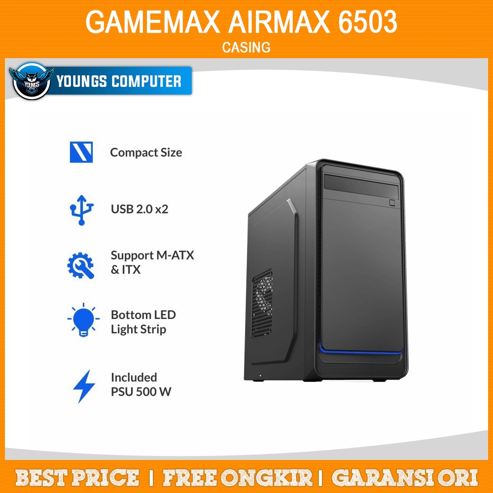 Jual Casing Gamemax Airmax 6503 Include Psu 500w Micro Atx Pc Case