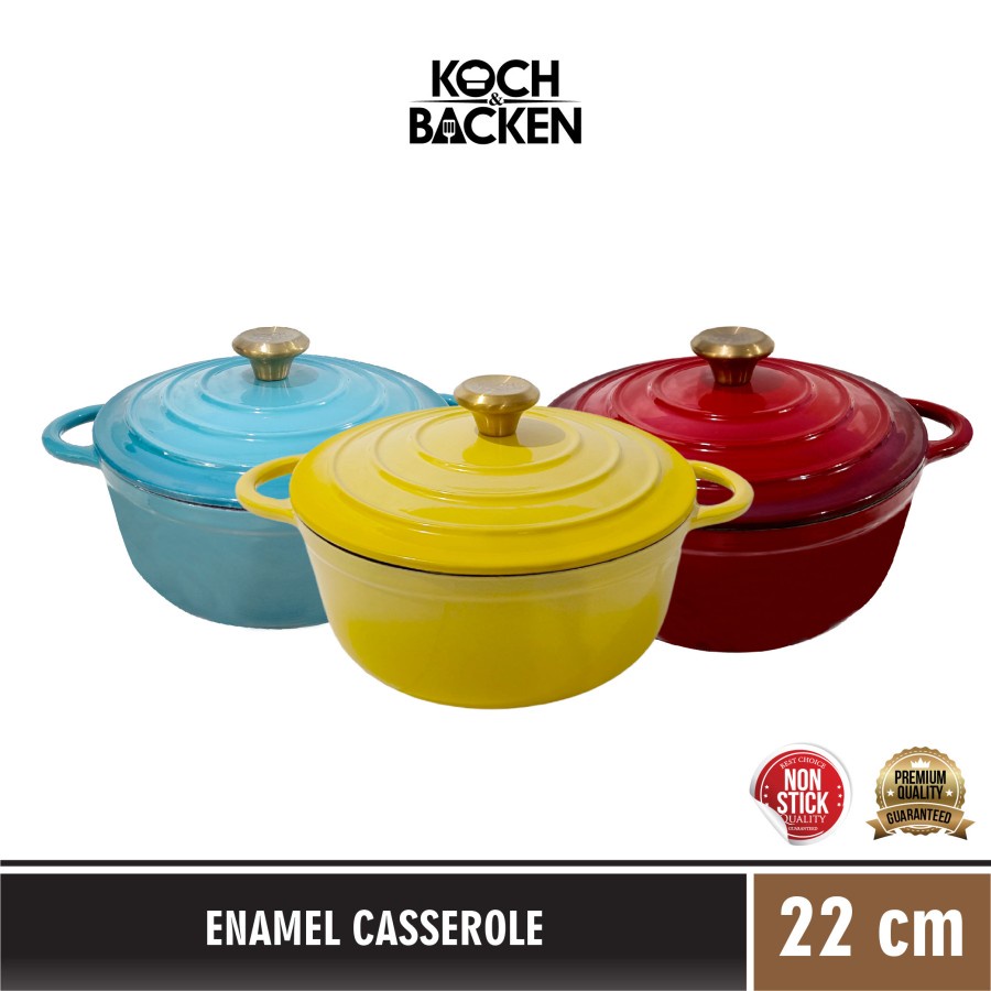 KOCH&BACKEN Panci Cast Iron Enamel Dutch Oven Anti Lengket 3 warna 22 cm