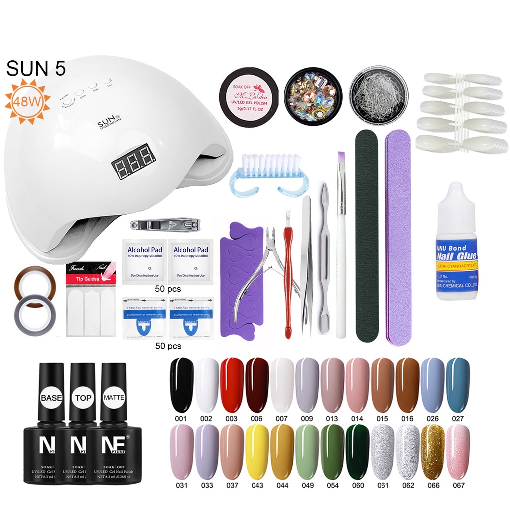 Jual Alat kutek kuku nail art set Kutek Gel Lampu Kuku UV 48W 24 & 23