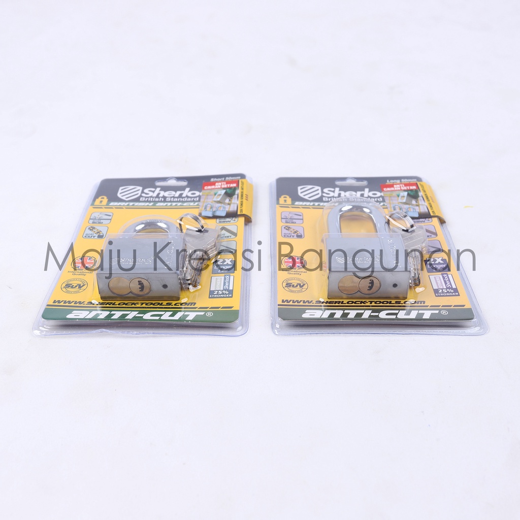 Jual Gembok Sherlock Anti Cut Kuningan Brass 50mm Panjang Pendek Pagar ...