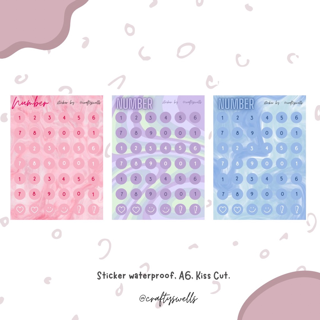 Jual sticker number/sticker aesthetic/sticker deco/ sticker bullet