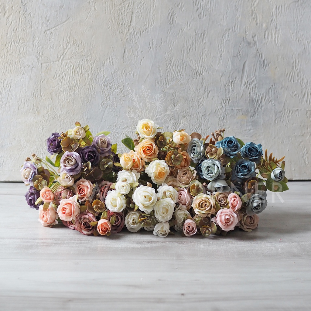 Jual Bunga Artificial Mini Rose Autumn Rustic Buds (B23021) | Shopee ...