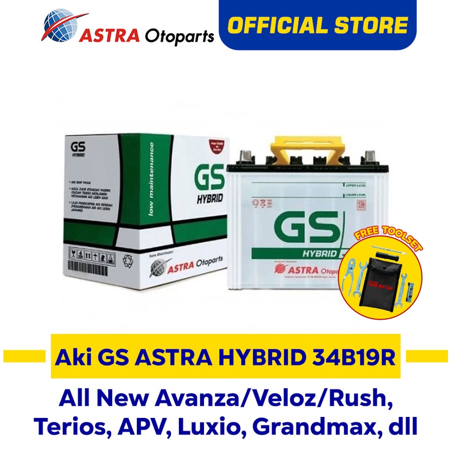 Jual Aki GS ASTRA Hybrid 34B19R Mobil Avanza, Xenia, Rush, Terios, dll