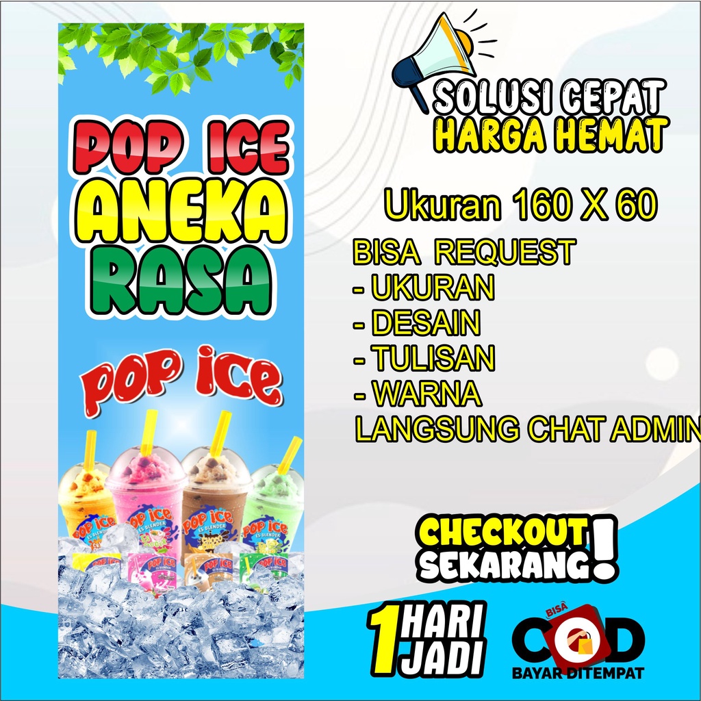 Jual Spanduk Banner Minuman Berdiri Aneka Pop Ice Shopee Indonesia