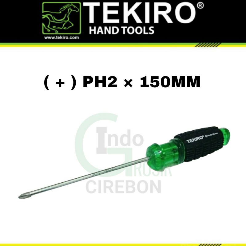 Jual Tekiro Obeng Gagang Karet Plus (+) Minus (-) Hijau Kuning Panjang ...