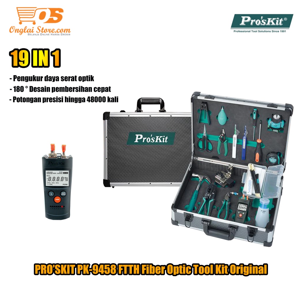 Jual Pro'skit PK9458 Alat Peralatan Fiber Optic Tool Kit 19IN 1 FTTH