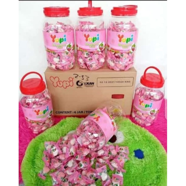 Jual Permen Yupi Strawberry Kiss Jar Permen Yupi Kiss Toples Permen Yupi Toples 300 Gr 6922