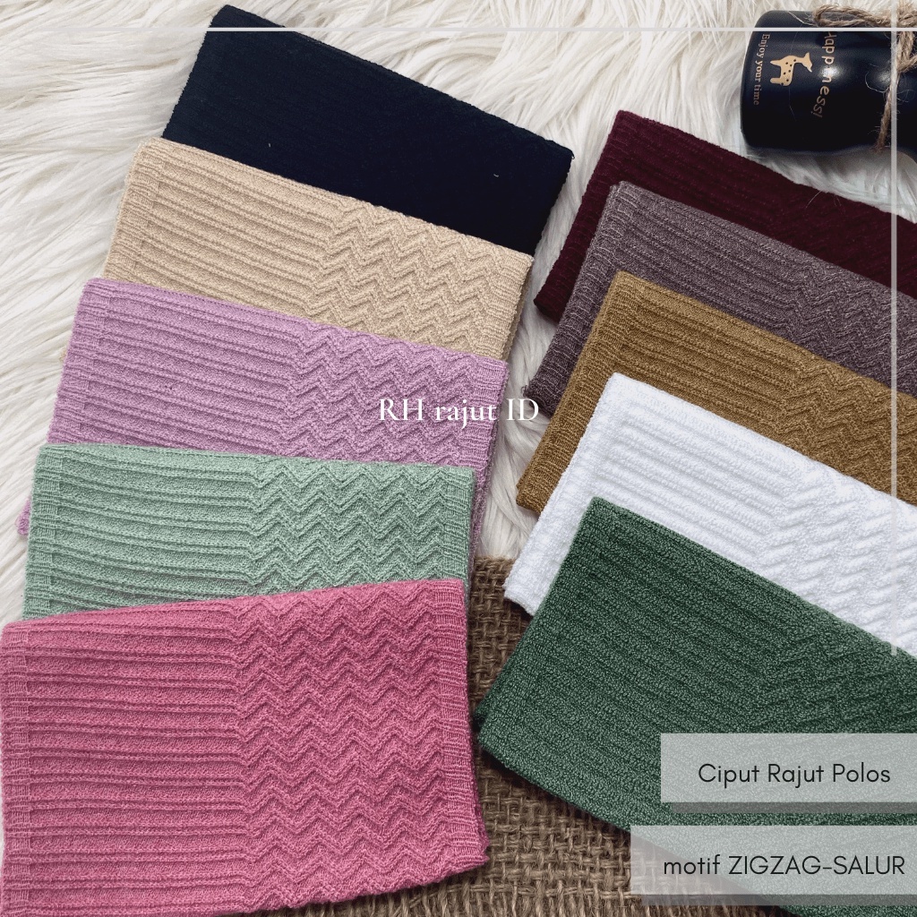 Jual Ciput Bandana Rajut Premium Motif Zigzag-Salur Anti Melar ...