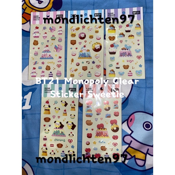 Jual BT21 Monopoly Clear Sticker Sweetie RJ COOKY CHIMMY TATA | Shopee ...