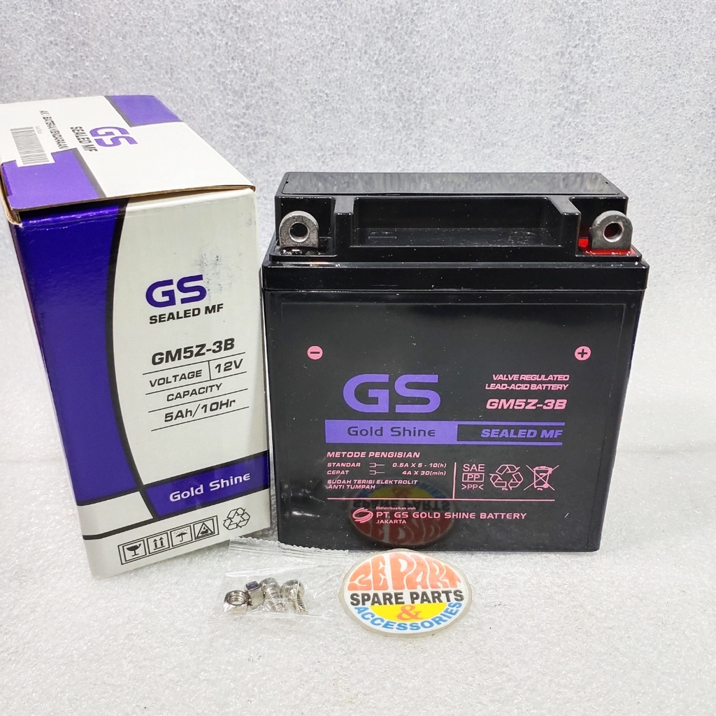 Aki kering GS GoldShine GM5Z-3B  MF 12V 5AH accu Supra Grand prima Mio Lama Soul jupiter MX lama Vega