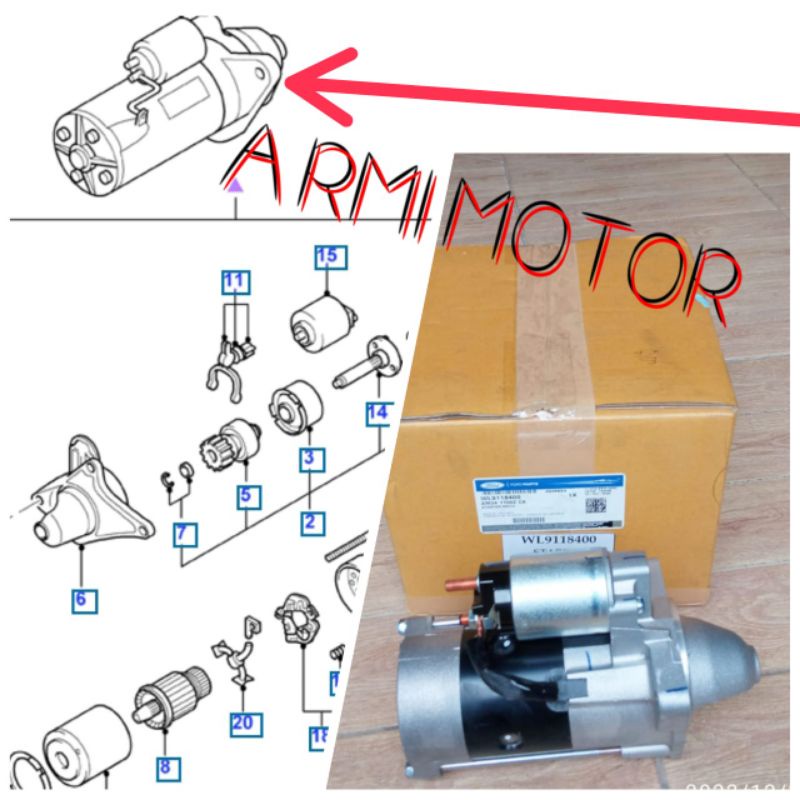 Jual Dinamo Starter Ford Ranger BT50 Everest Motor Starter Genuine Ford ...