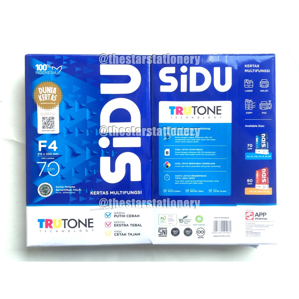 Jual Kertas Hvs Sidu F4 70 Gram 1 Pack Shopee Indonesia