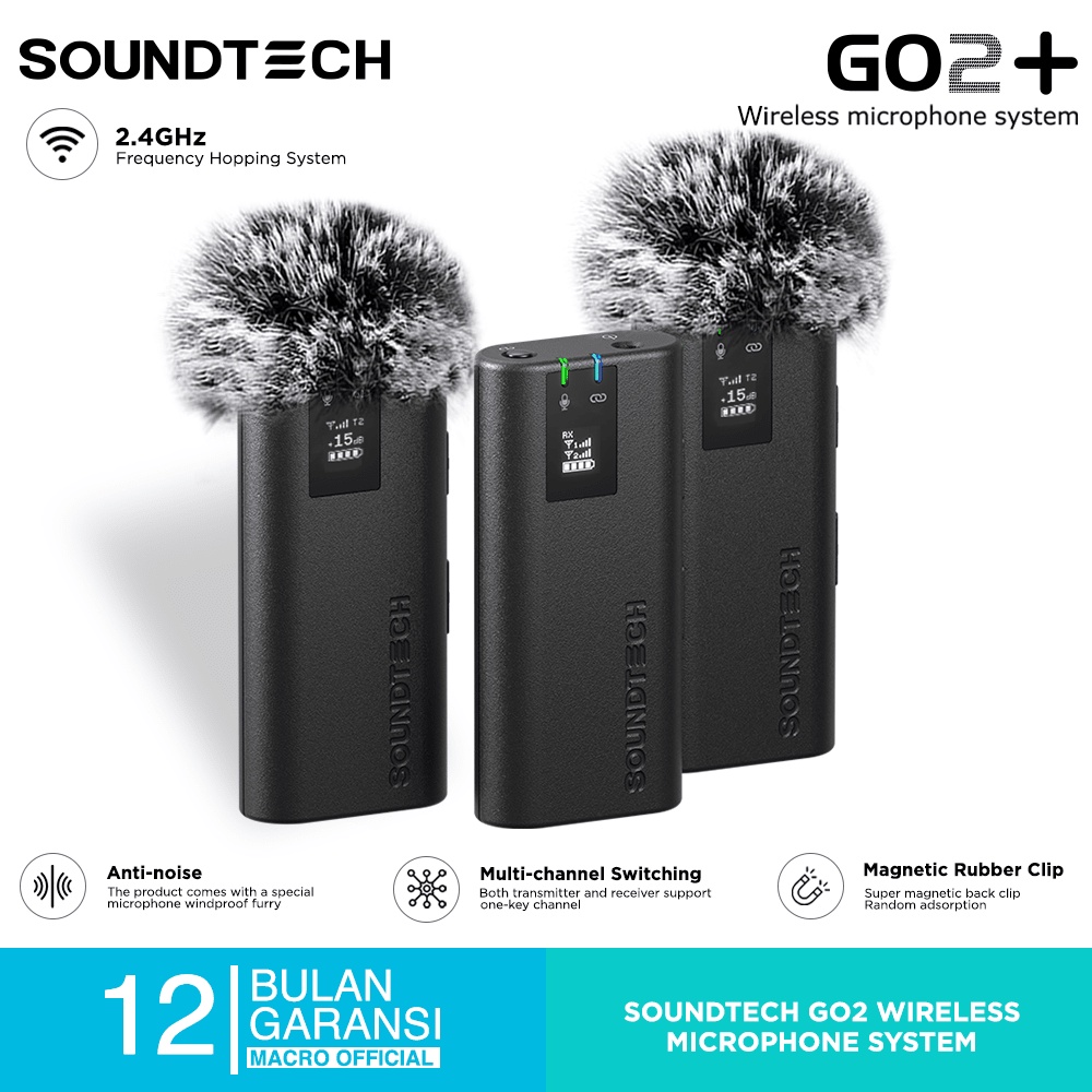 Jual SOUNDTECH GO2+ Wireless Microphone System 2.4Ghz with Anti Noise ...