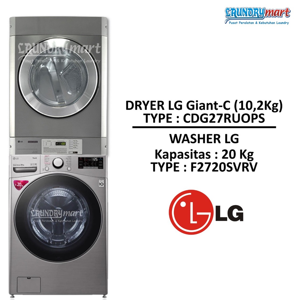 Jual MESIN LAUNDRY STACKED WASHER LG 20 KG + DRYER LG GIANT C Shopee