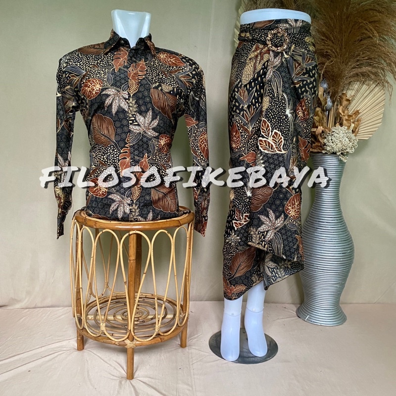 Jual New Arrival Kemeja Batik Set Rok Couple Modern Rok Lilit Batik Couple Kemeja Batik